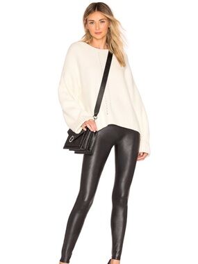 SPANX Black Faux Leather Leggings size M